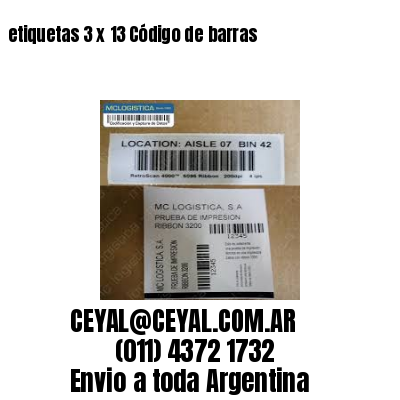 etiquetas 3 x 13 Código de barras