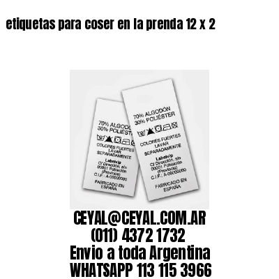 etiquetas para coser en la prenda 12 x 2