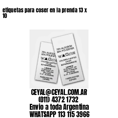 etiquetas para coser en la prenda 13 x 10