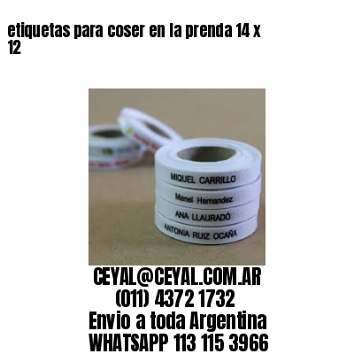 etiquetas para coser en la prenda 14 x 12