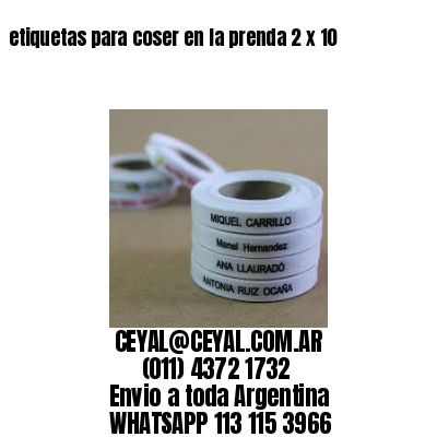 etiquetas para coser en la prenda 2 x 10
