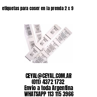 etiquetas para coser en la prenda 2 x 9