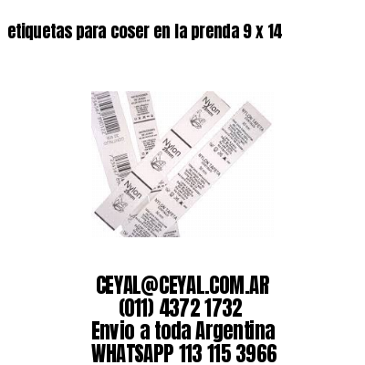 etiquetas para coser en la prenda 9 x 14