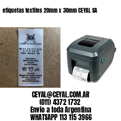 etiquetas textiles 20mm x 30mm CEYAL SA