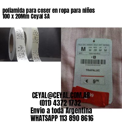 poliamida para coser en ropa para niños 100 x 20Mm Ceyal SA