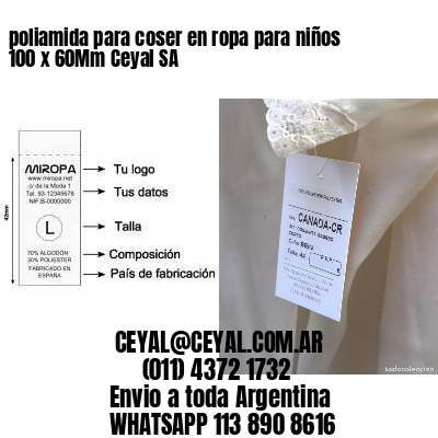 poliamida para coser en ropa para niños 100 x 60Mm Ceyal SA