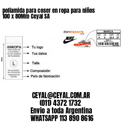 poliamida para coser en ropa para niños 100 x 80Mm Ceyal SA