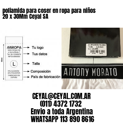 poliamida para coser en ropa para niños 20 x 30Mm Ceyal SA