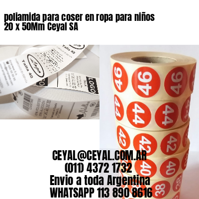 poliamida para coser en ropa para niños 20 x 50Mm Ceyal SA