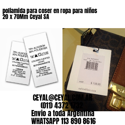 poliamida para coser en ropa para niños 20 x 70Mm Ceyal SA