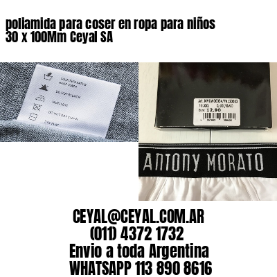poliamida para coser en ropa para niños 30 x 100Mm Ceyal SA