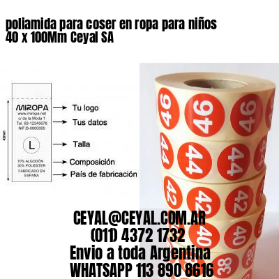 poliamida para coser en ropa para niños 40 x 100Mm Ceyal SA