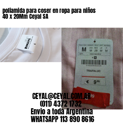 poliamida para coser en ropa para niños 40 x 20Mm Ceyal SA