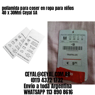 poliamida para coser en ropa para niños 40 x 30Mm Ceyal SA