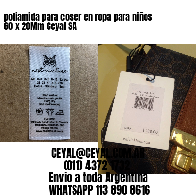 poliamida para coser en ropa para niños 60 x 20Mm Ceyal SA