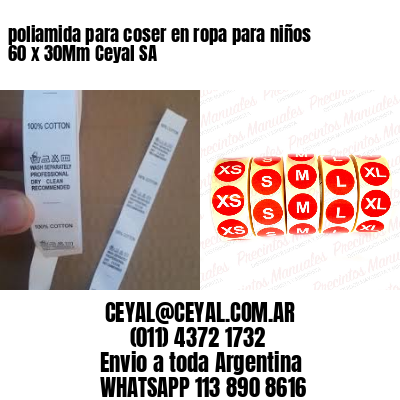 poliamida para coser en ropa para niños 60 x 30Mm Ceyal SA