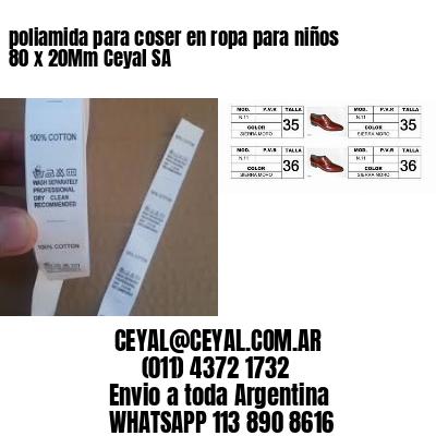 poliamida para coser en ropa para niños 80 x 20Mm Ceyal SA