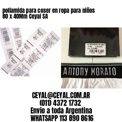 poliamida para coser en ropa para niños 80 x 40Mm Ceyal SA