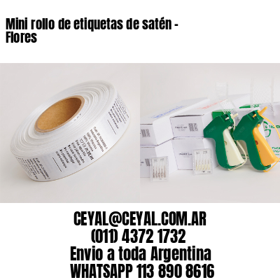 Mini rollo de etiquetas de satén – Flores