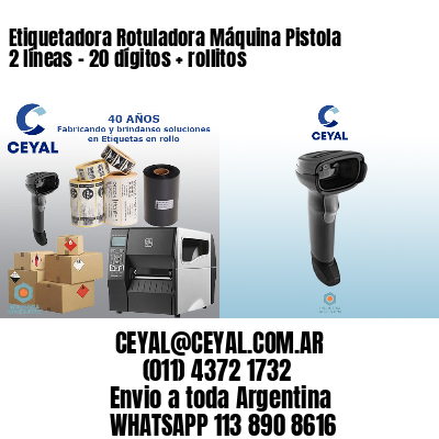 Etiquetadora Rotuladora Máquina Pistola 2 líneas – 20 dígitos + rollitos