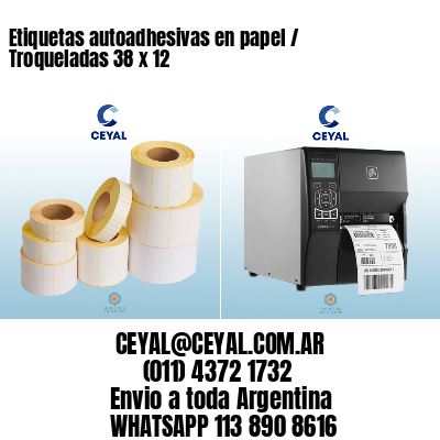 Etiquetas autoadhesivas en papel / Troqueladas 38 x 12