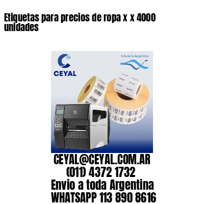 Etiquetas para precios de ropa x x 4000 unidades