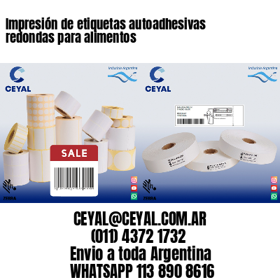 Impresión de etiquetas autoadhesivas redondas para alimentos