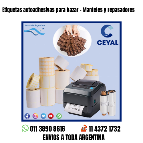 Etiquetas autoadhesivas para bazar – Manteles y repasadores
