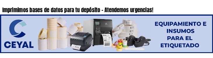 Imprimimos bases de datos para tu depósito - Atendemos urgencias!