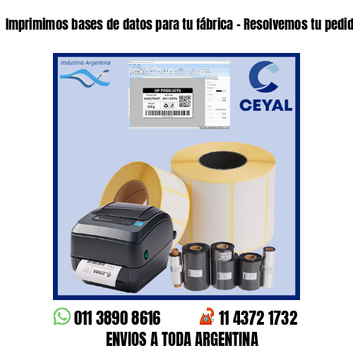 Imprimimos bases de datos para tu fábrica – Resolvemos tu pedido a la brevedad!