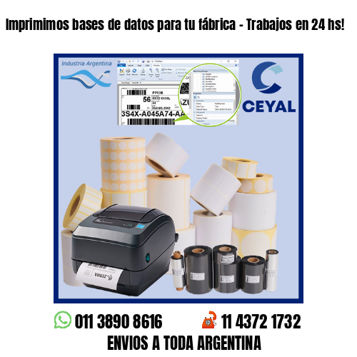 Imprimimos bases de datos para tu fábrica – Trabajos en 24 hs!