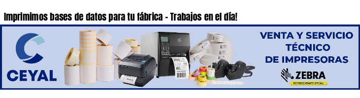 Imprimimos bases de datos para tu fábrica - Trabajos en el día!
