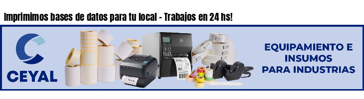 Imprimimos bases de datos para tu local - Trabajos en 24 hs!