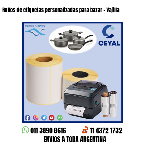Rollos de etiquetas personalizadas para bazar – Vajilla