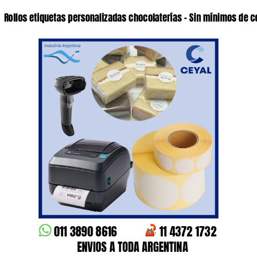 Rollos etiquetas personalizadas chocolaterías – Sin mínimos de compra!