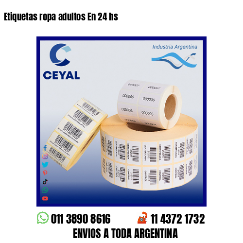 Etiquetas ropa adultos En 24 hs