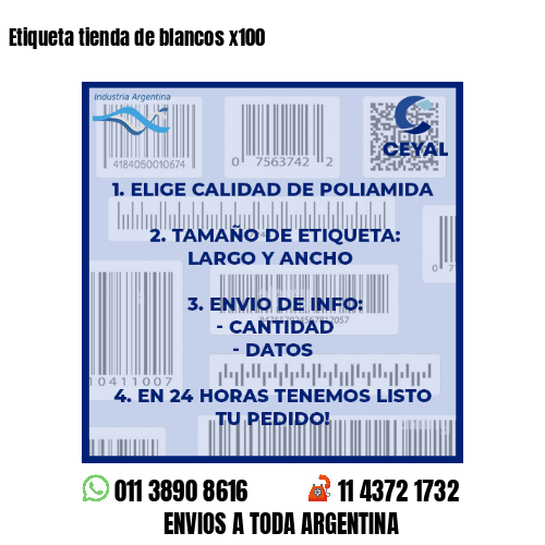 Etiqueta tienda de blancos x100