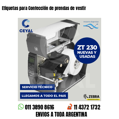 Etiquetas para Confección de prendas de vestir