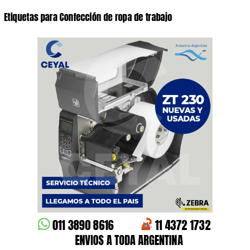 Etiquetas para Confección de ropa de trabajo