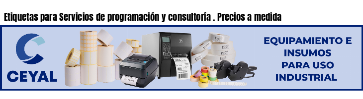 Etiquetas para Servicios de programación y consultoría . Precios a medida