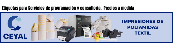 Etiquetas para Servicios de programación y consultoría . Precios a medida