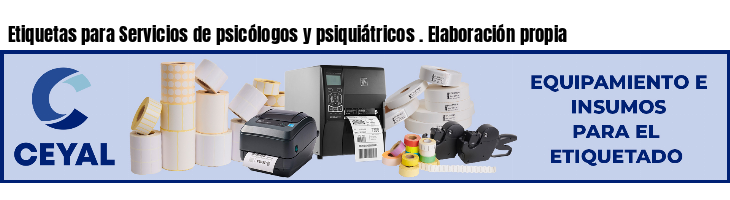 Etiquetas para Servicios de psicólogos y psiquiátricos . Elaboración propia