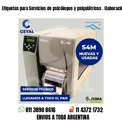 Etiquetas para Servicios de psicólogos y psiquiátricos . Elaboración propia