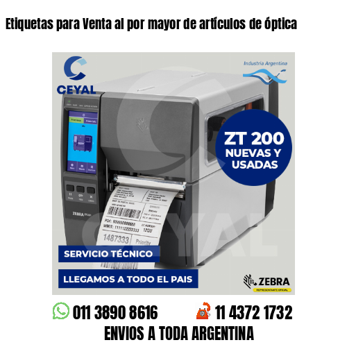 Etiquetas para Venta al por mayor de artículos de óptica