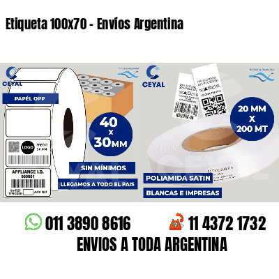 Etiqueta 100x70 - Envíos Argentina