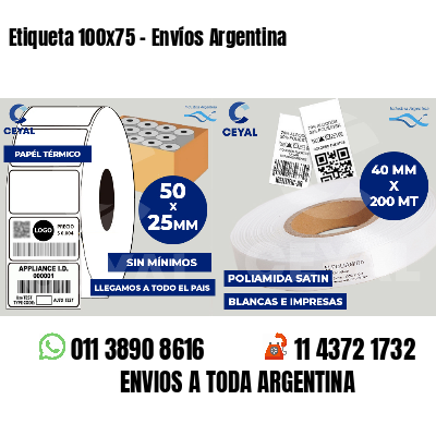 Etiqueta 100x75 - Envíos Argentina