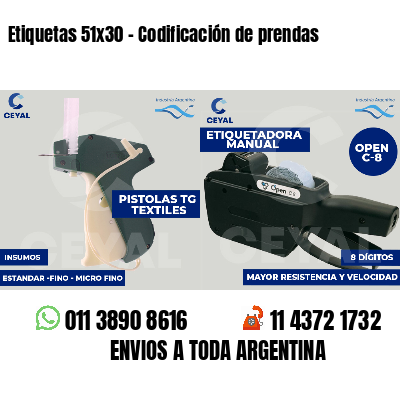 Etiquetas 51x30 - Codificación de prendas
