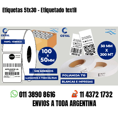 Etiquetas 51x30 - Etiquetado textil