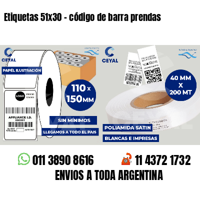 Etiquetas 51x30 - código de barra prendas