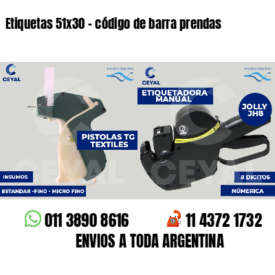 Etiquetas 51x30 - código de barra prendas